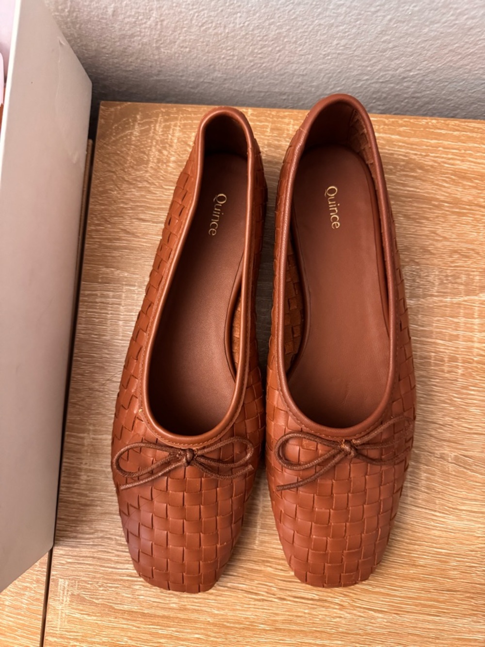 Quince Women's Woven Ballet Flats in Cognac Brown
